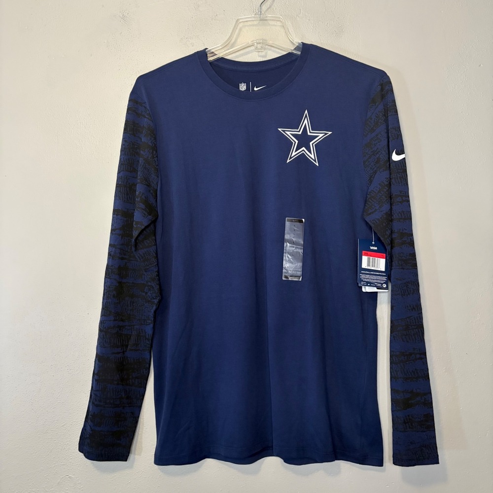 NWT Nike Dallas Cowboys Mens Long Sleeve Shirt Navy Blue Graphic L 841345-419